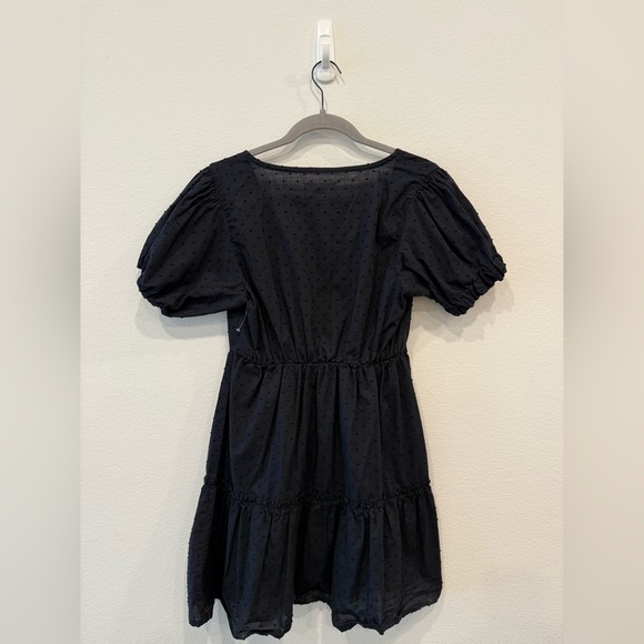 SOLD - NWOT Passport Black Puff Sleeve Dress 100% Cotton - Picture 4 of 4
